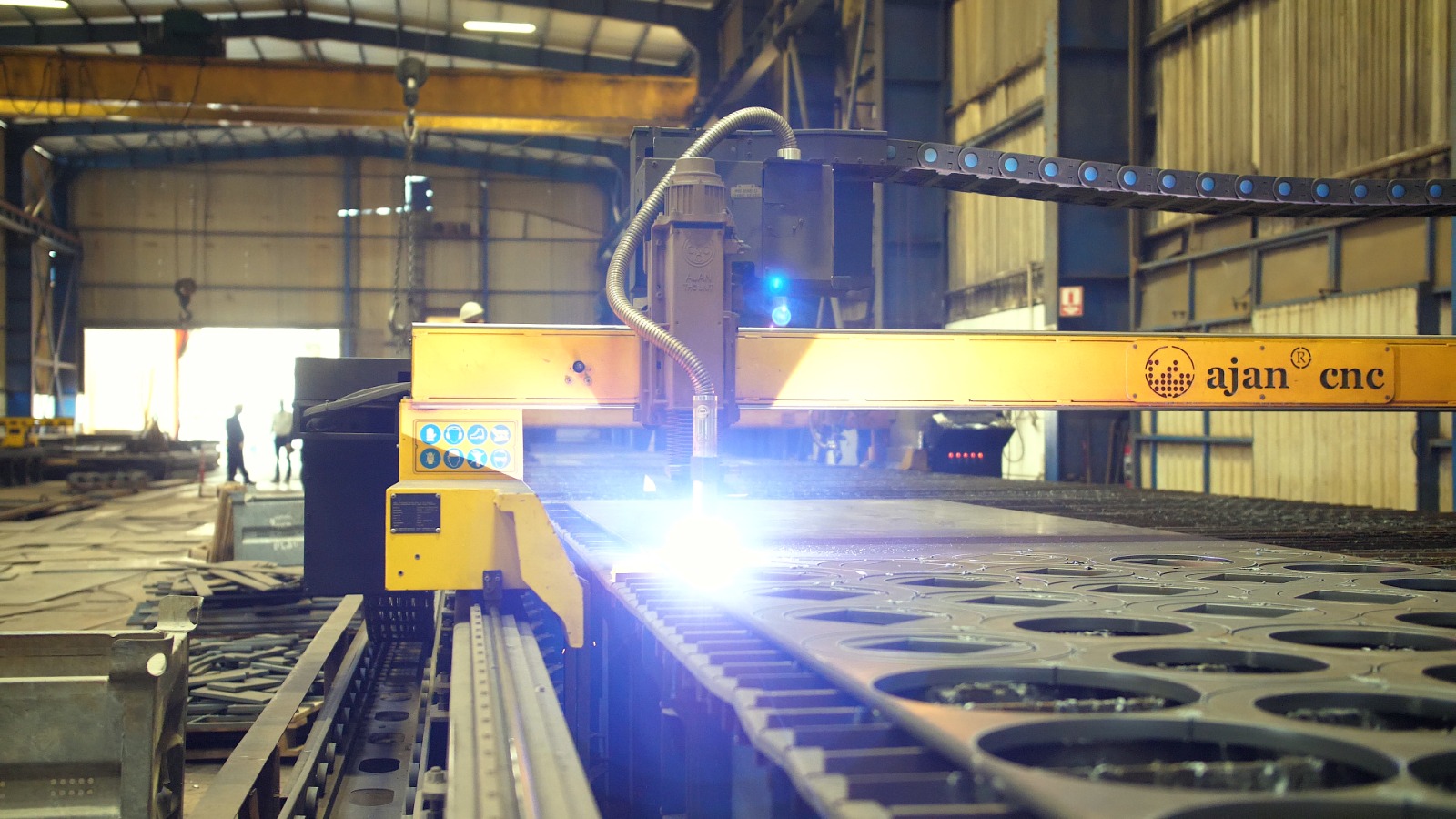 Hot rolled plates and coils stacked in the stock yard